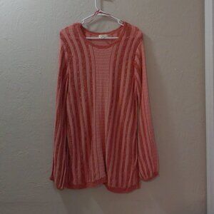 Paradise Shores Coral Open Front Knit Cardigan Size XL